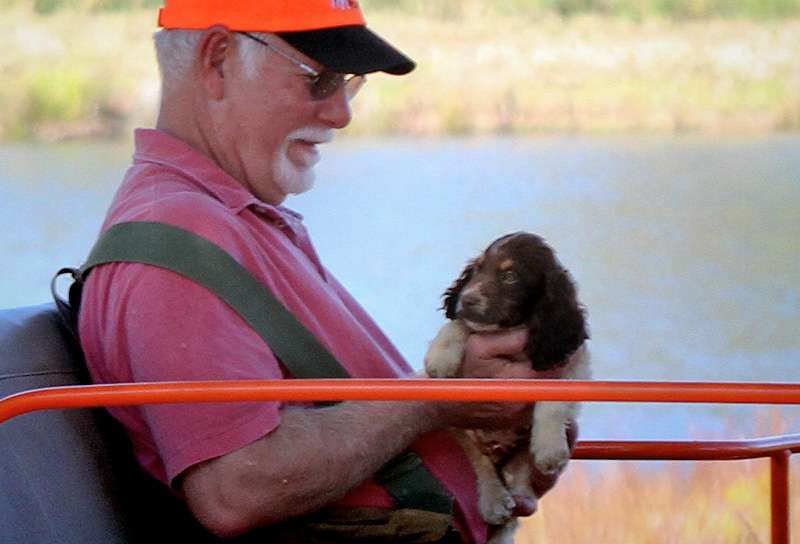 The pup was too young to hunt, but was good company during the jeep rides around the property. 