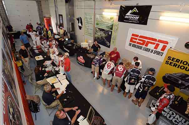 <p>
	The JM Associates garage is full of competitors attending registration.</p>
