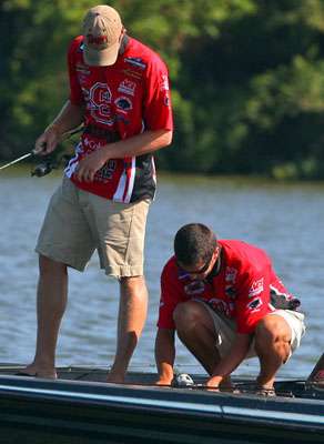 Hooks looks on closely as the fish is carefully measured. 
