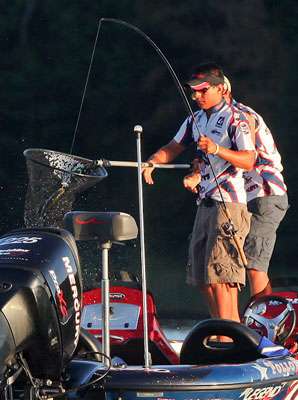 Newman secures the bass in the net. 