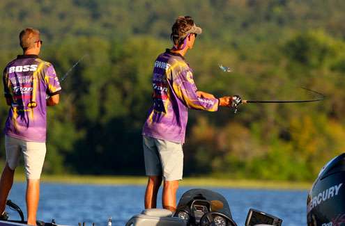 Ross and Swims were burning spinnerbaits on the outside edge of grasslines. 