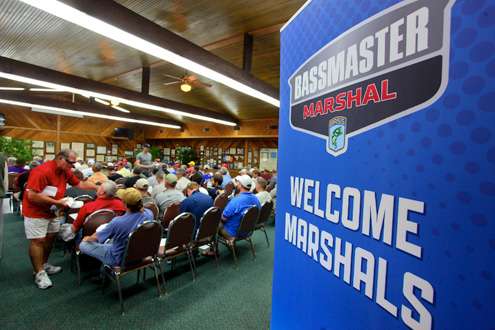 <p> </p>
<p>A sign welcome Marshals to the Elite Series event on Bull Shoals Lake. </p>