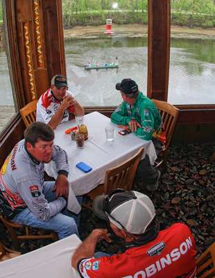 <p>Elite Series pros watched folkâs trout fishing while waiting on their briefing to begin. </p>