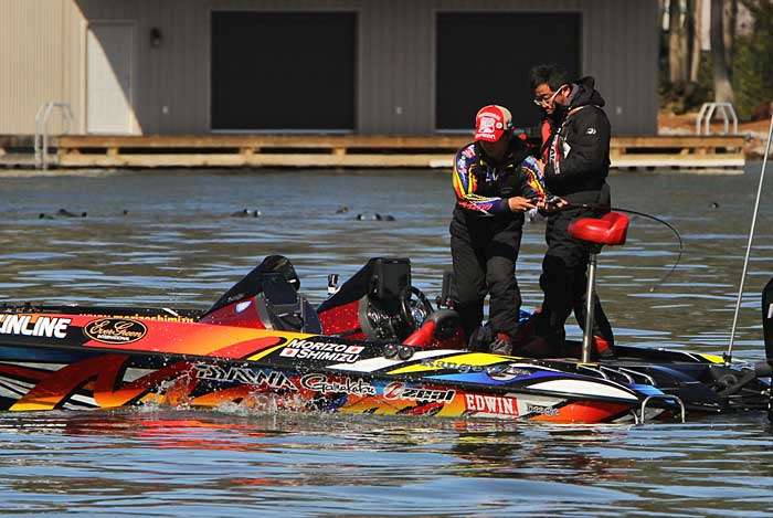 This bass takes Shimizu to the back of the boat.