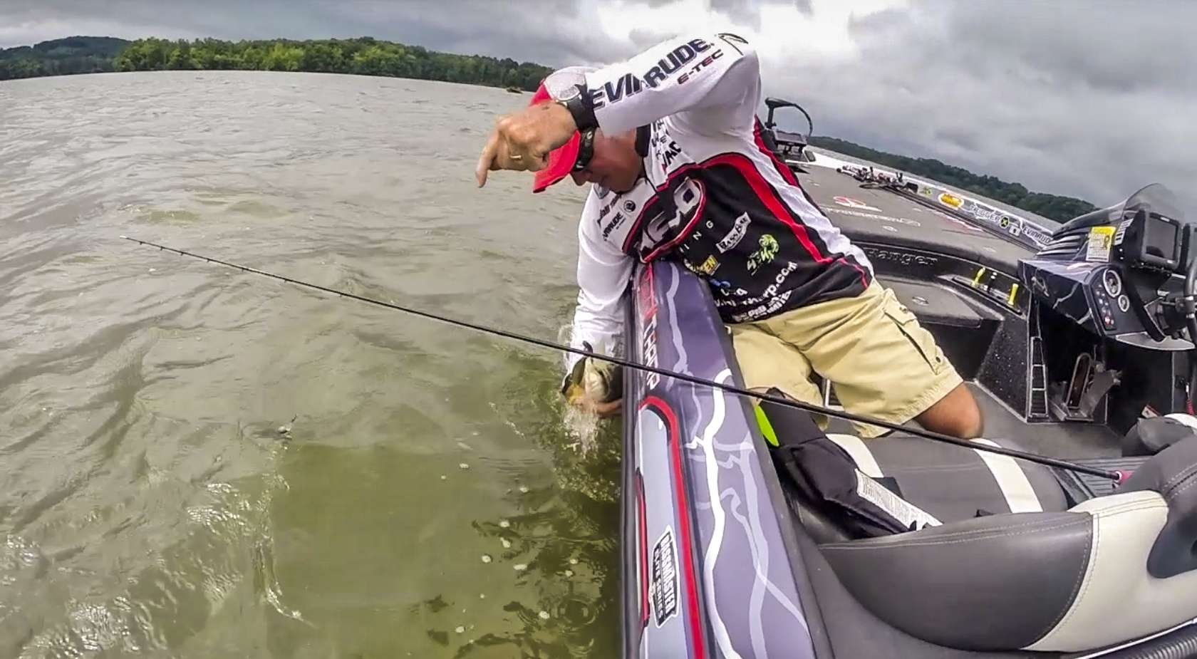 Tharp goes over the gunwale for a good one.