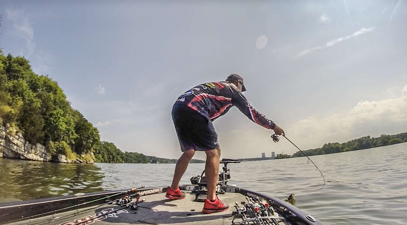 Russ Lane fights a nice fish around the front of the boat.