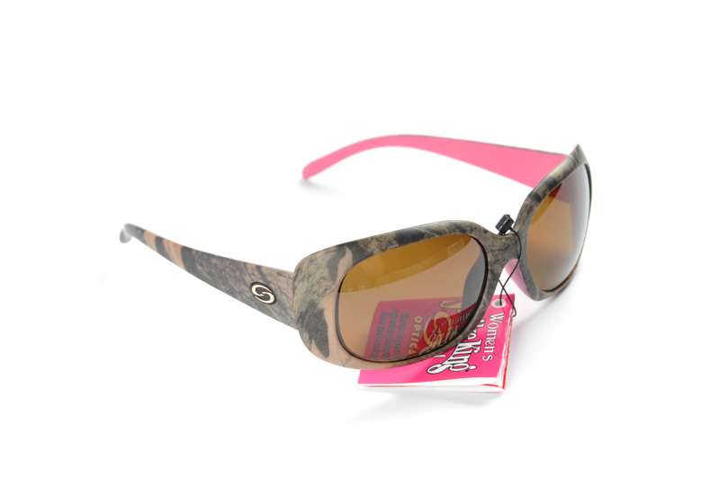 <p>Strike King has launched a line of polarized sunglasses for women. The Madsion is one of the of the frames available. They are offered in Tortishell, Black and Mossy Oak/Pink.</p>
