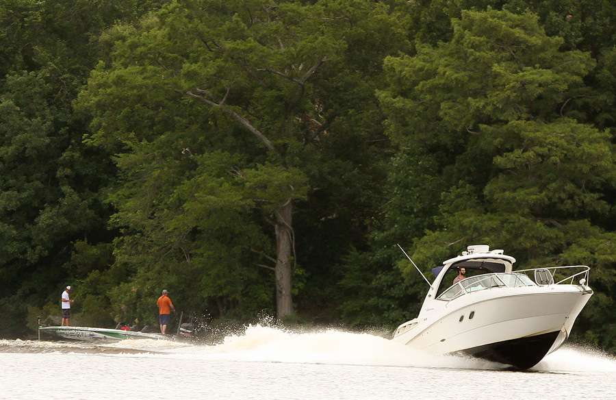 Remitz had much larger boat traffic to deal with after he stopped to fish.