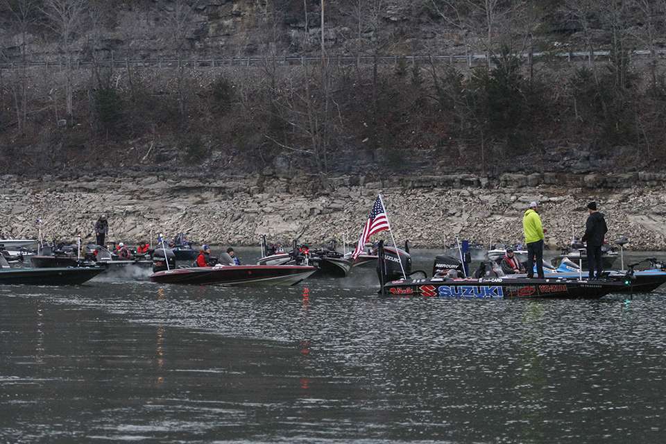 They idled out of the cove and followed Card's Elite boat for takeoff.