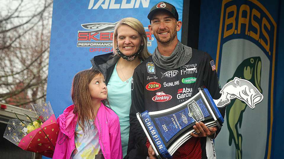 Almost a year after winning his first B.A.S.S. entry in the Basspro.com Open on Kissimmee, New ran the gamut of previous Elite champions, holding off Hackney by almost 10 pounds.  